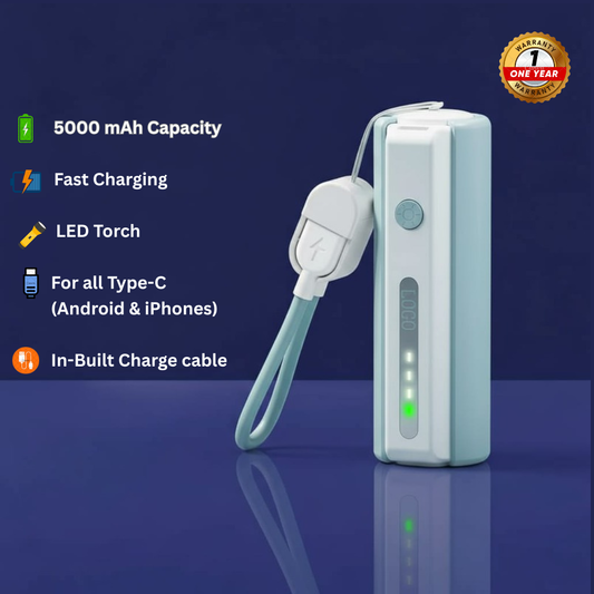 RILLOHUT™ Power Bank with LED Torch – 5000mAh (For Type-C phones)