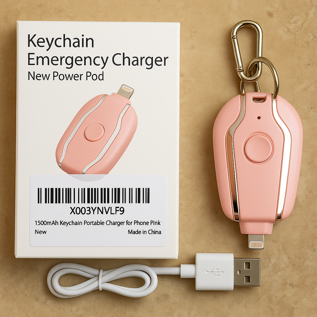 PowerKey™ Mini Emergency Keychain Power Bank – 1500mAh