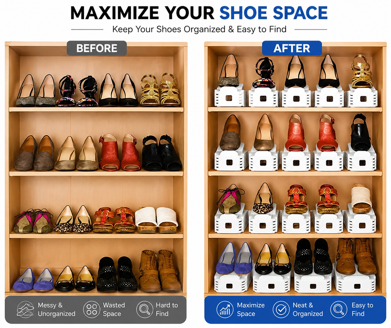 Adjustable Shoe Slot Organizer⢠| (Pack of 5)