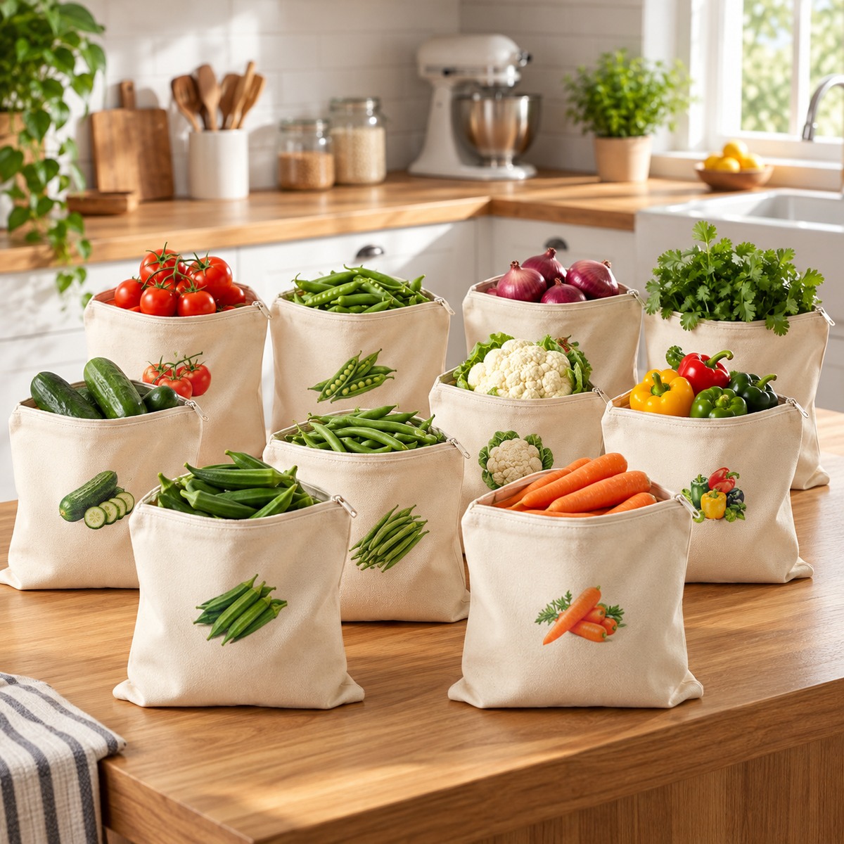 Eco-Friendly Kitchen Vegetable Bag (Pack of 10)