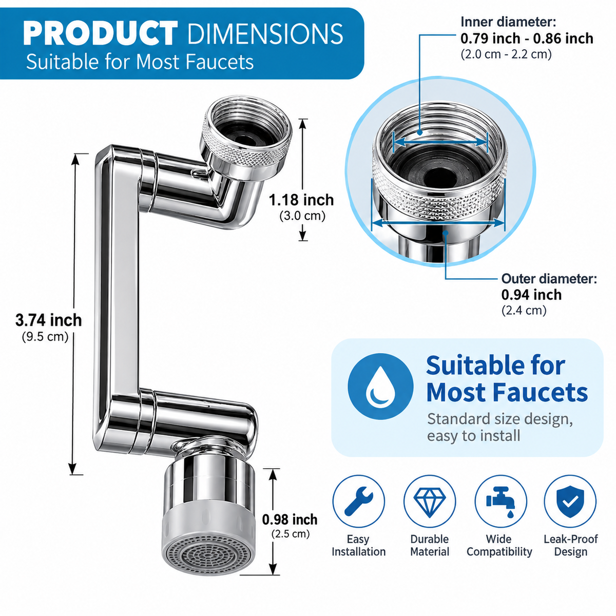 1080° Degree Stainless Steel Faucet Aerator