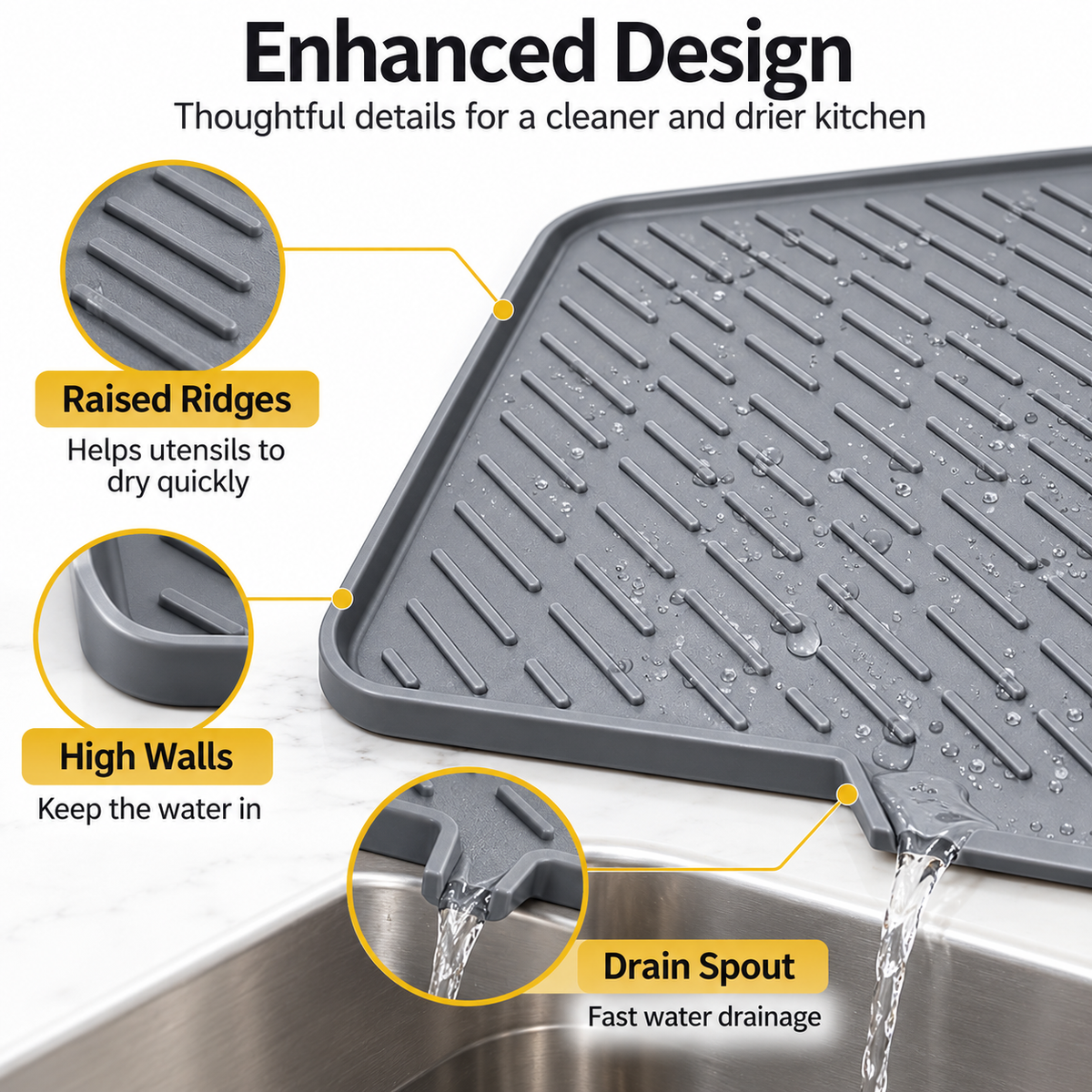 Large Silicone Dish Drying Mat