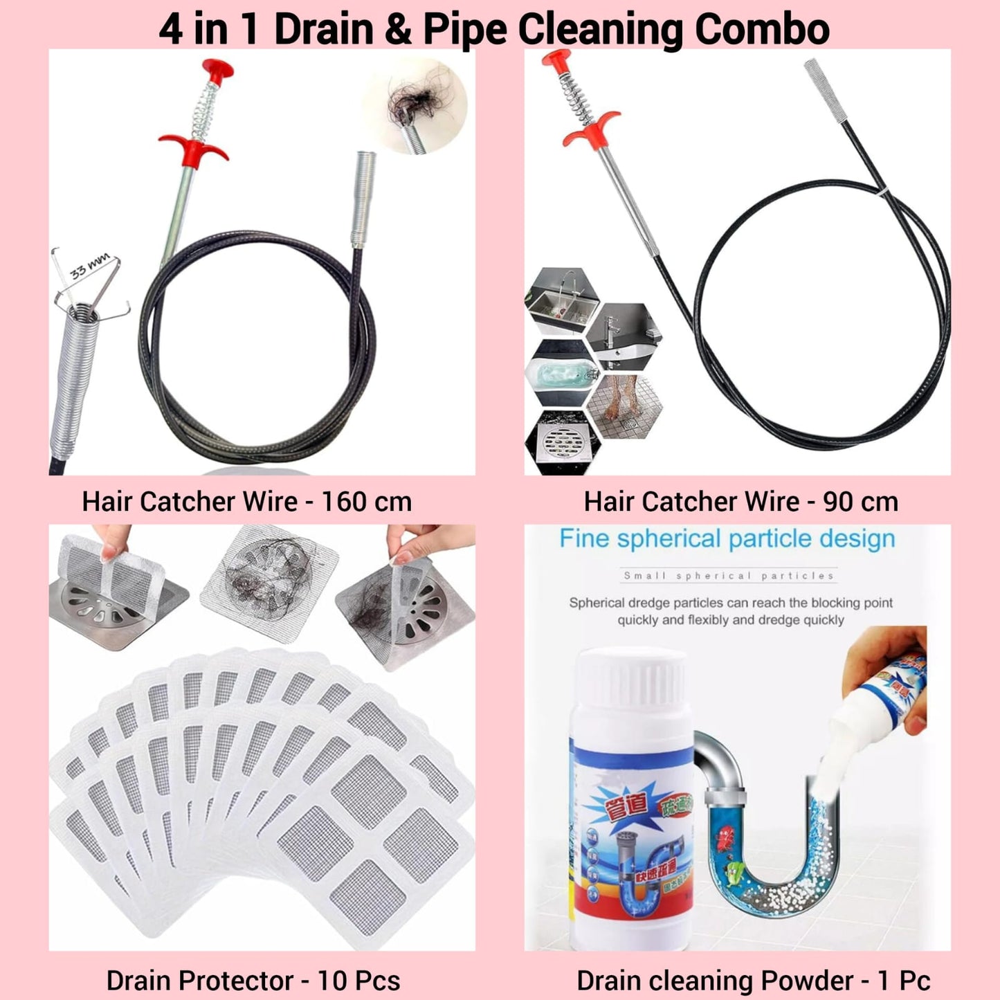 4-in-1 Drain and Pipe Cleaning Combo