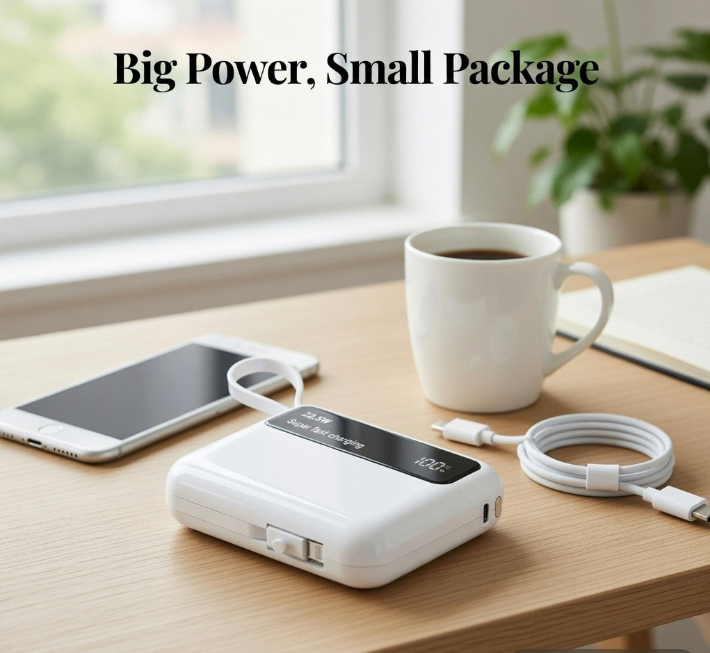 RILLOHUT 10000mAh Power Bank | 22.5W Fast Charge | Built-in Cable