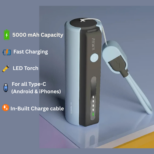 RILLOHUT™ Power Bank with LED Torch – 5000mAh (For Type-C phones)