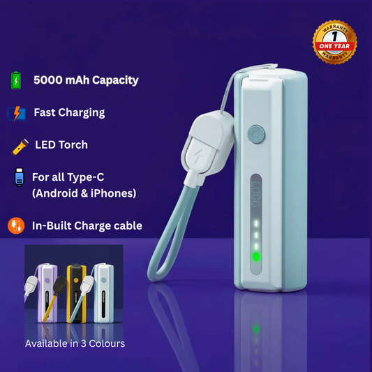 RILLOHUT™ Power Bank with LED Torch – 5000mAh (For Type-C phones)