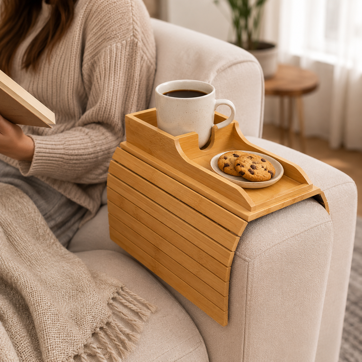 FlexiHome™ Foldable Couch Tray with Cup Holder