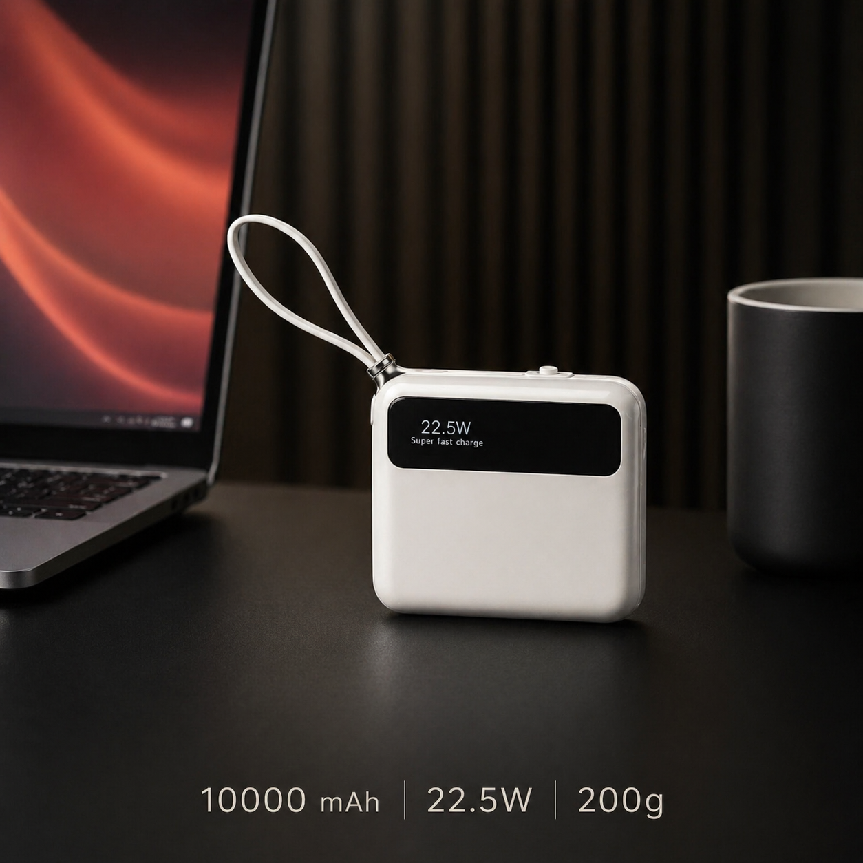 RILLOHUT 10000mAh Power Bank | 22.5W Fast Charge | Built-in Cable