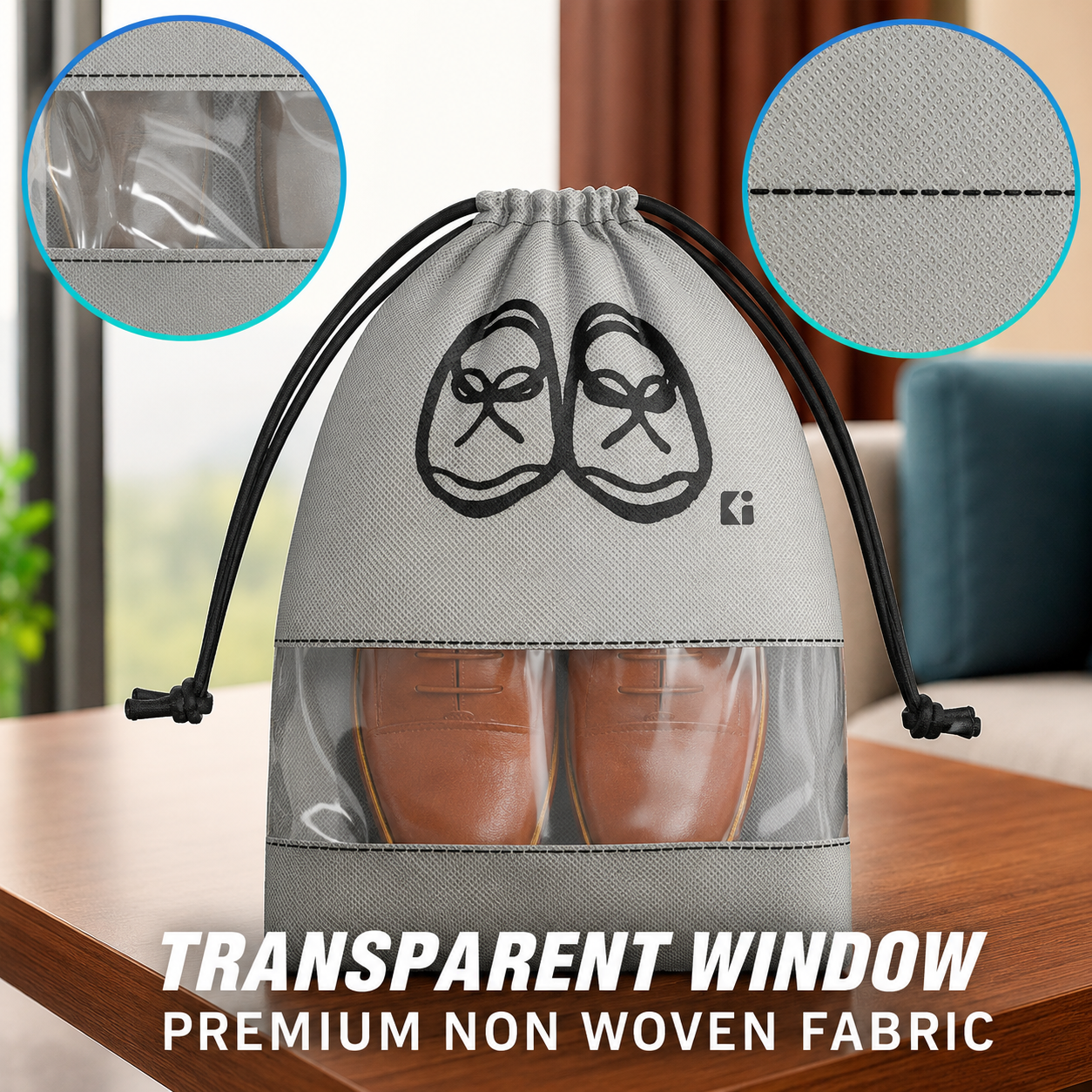 Shoe Carrying Bag with Drawstring