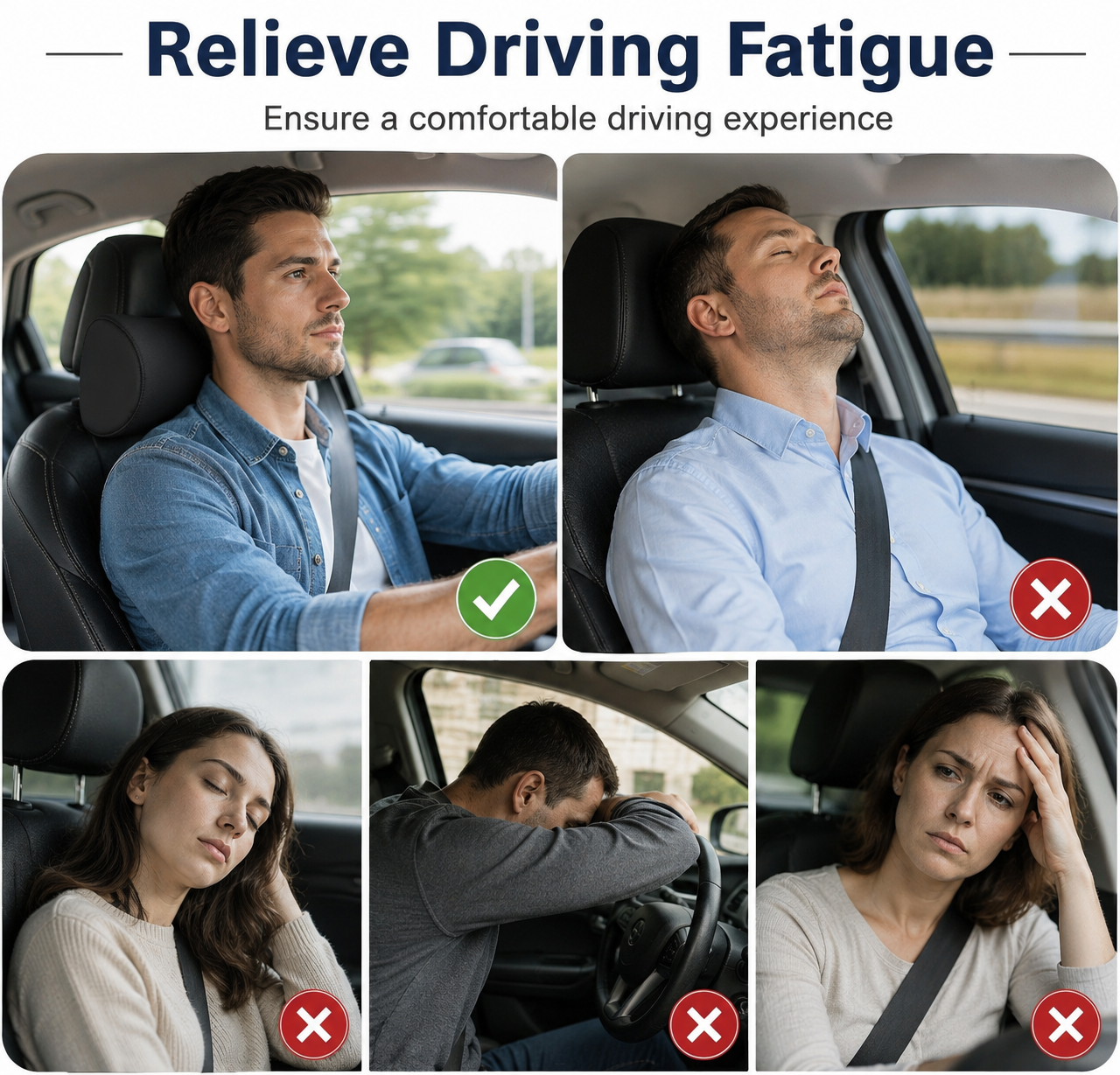 Premium Memory Foam Car Neck Pillow (1 Piece)