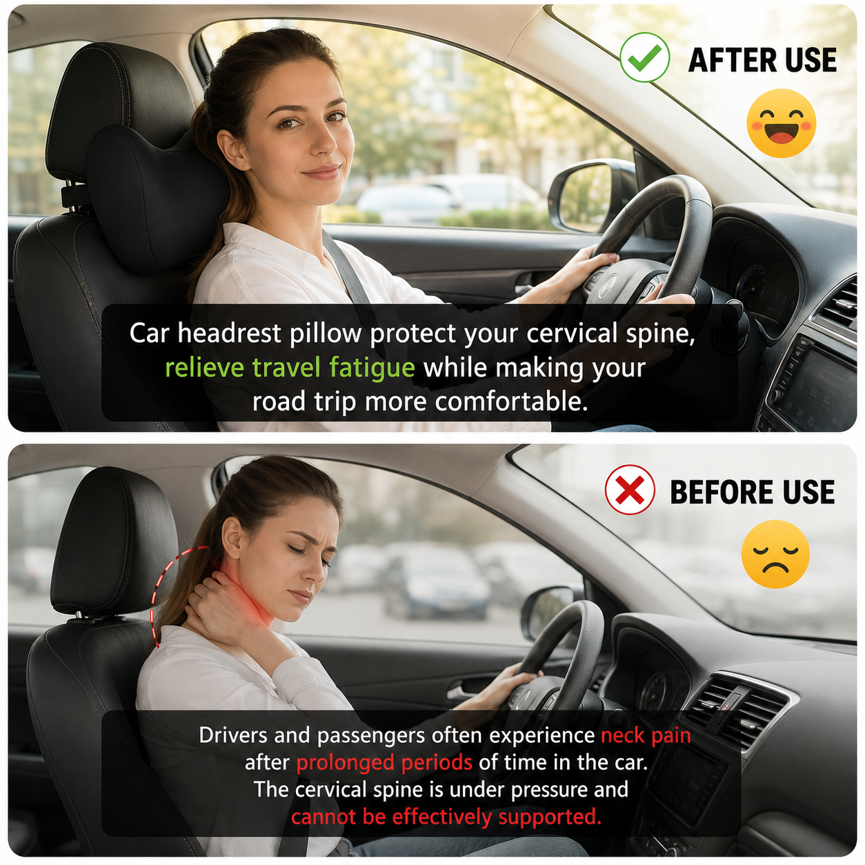 Premium Memory Foam Car Neck Pillow (1 Piece)