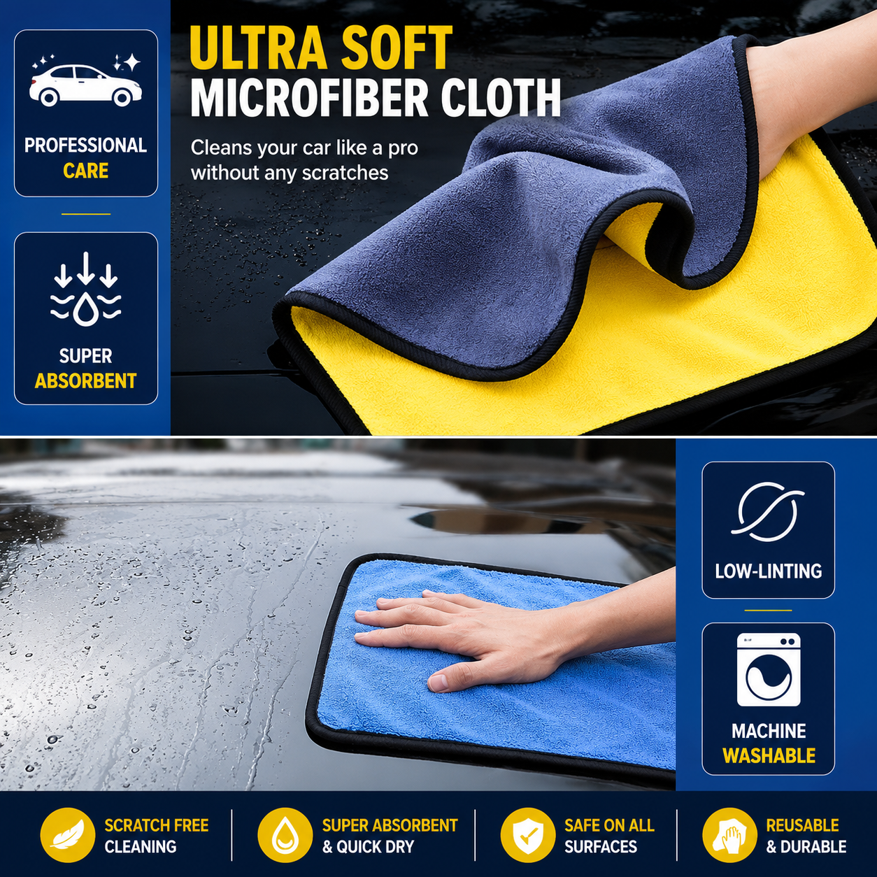 Premium Microfiber Car Cleaning Cloth (1 piece)