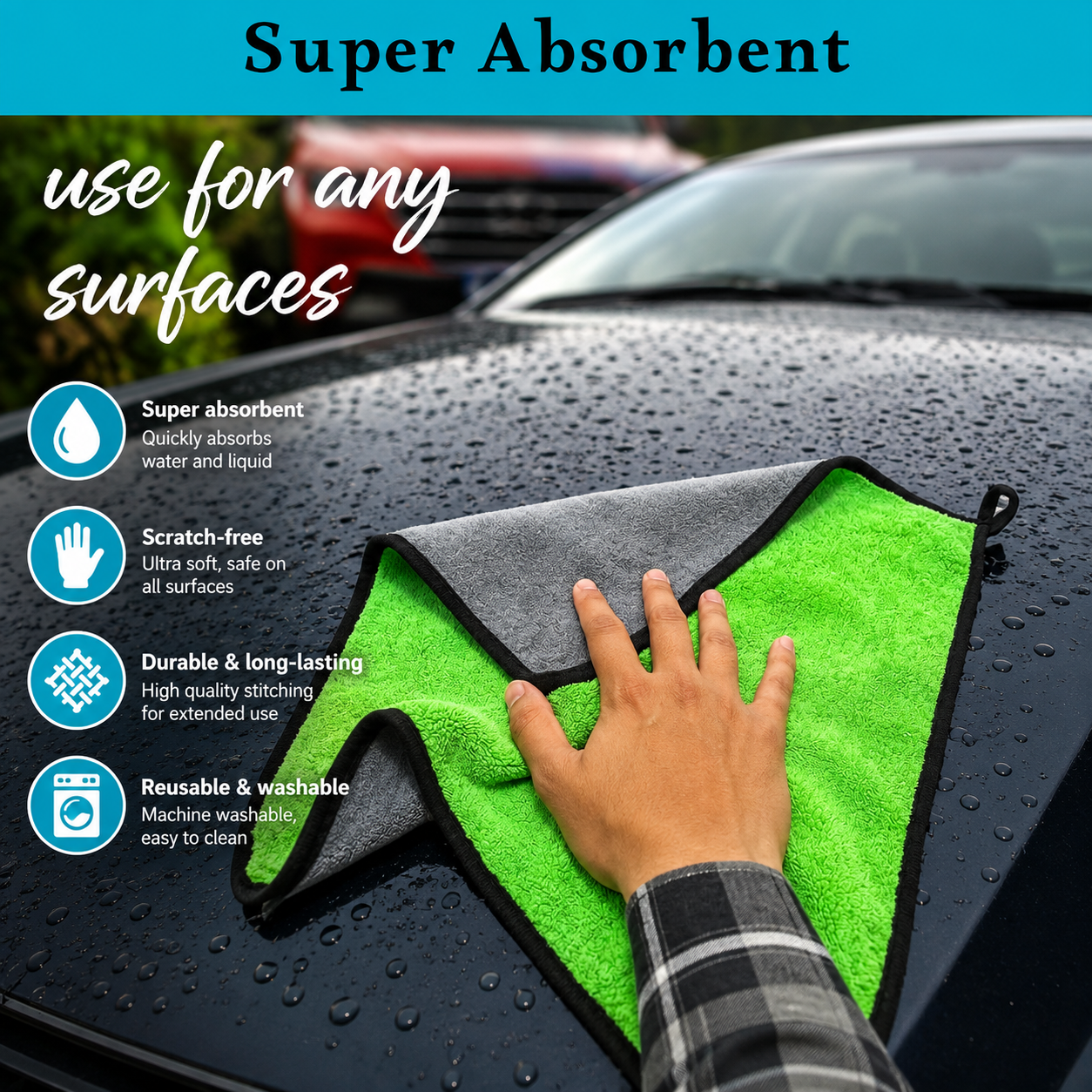 Premium Microfiber Car Cleaning Cloth (1 piece)