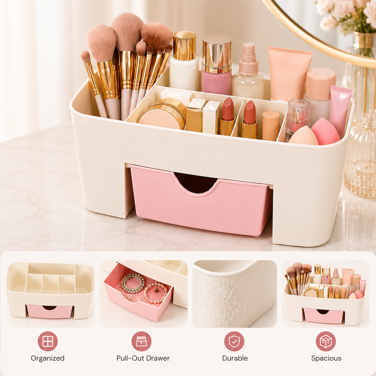 Makeup & Skincare Organizer Box with Drawer
