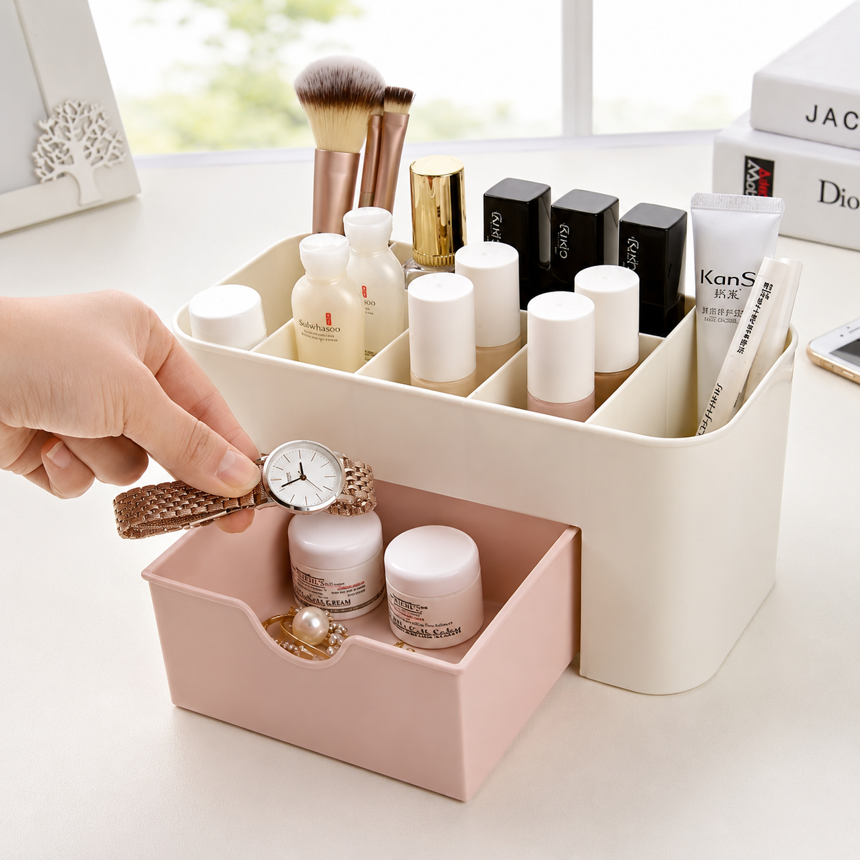 Makeup & Skincare Organizer Box with Drawer