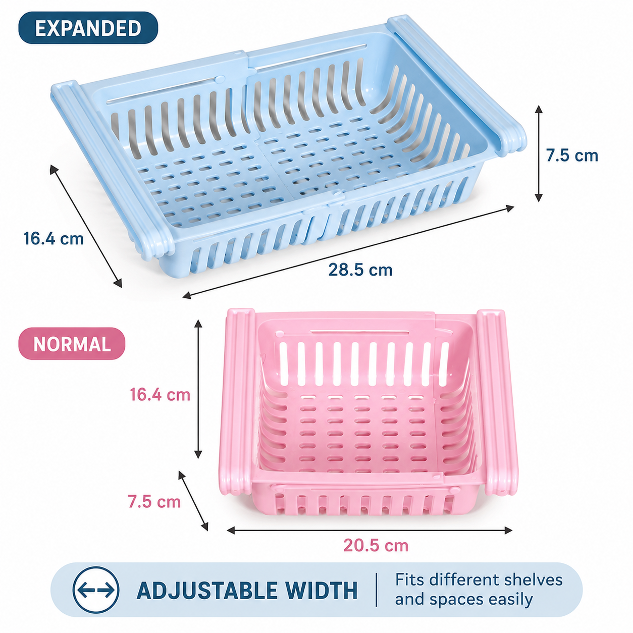 Adjustable Fridge Storage Basket (Pack of 4)