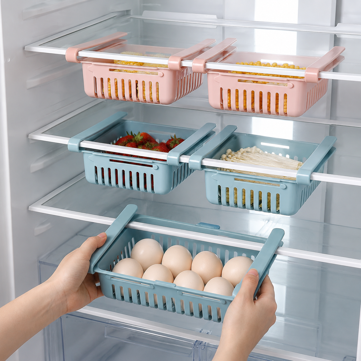 Adjustable Fridge Storage Basket (Pack of 4)