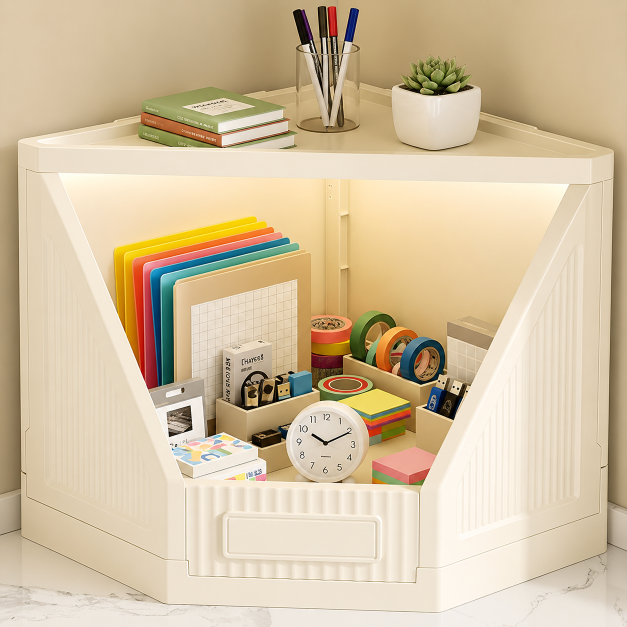 Corner Storage Cabinet Foldable Cupboard