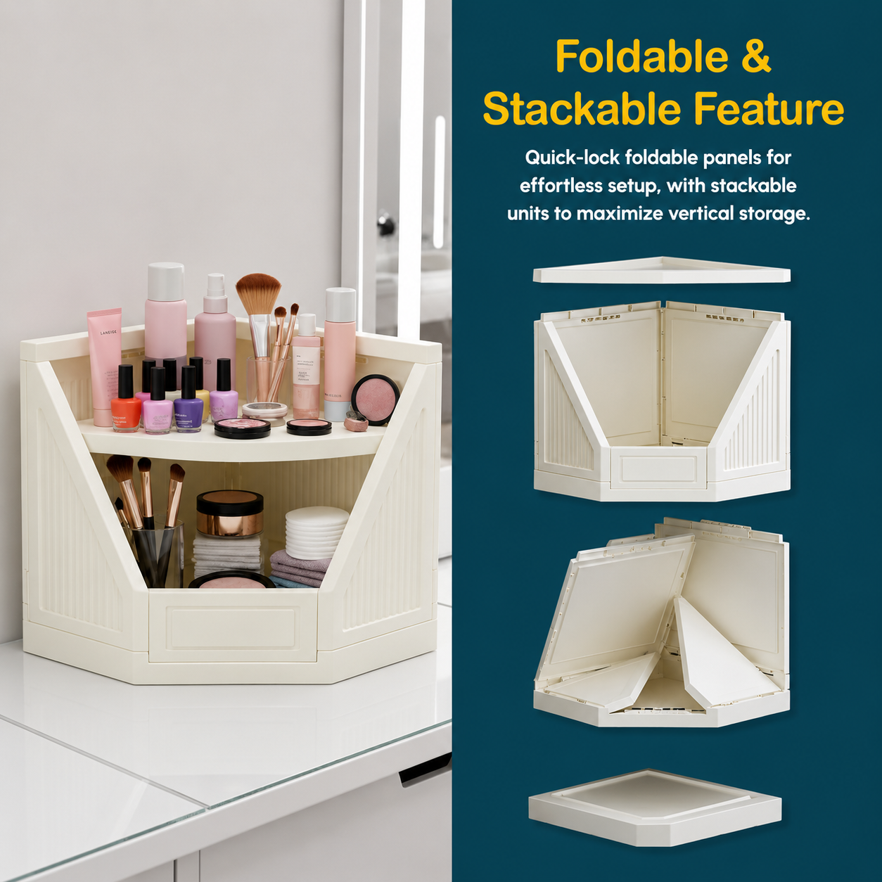 Corner Storage Cabinet Foldable Cupboard