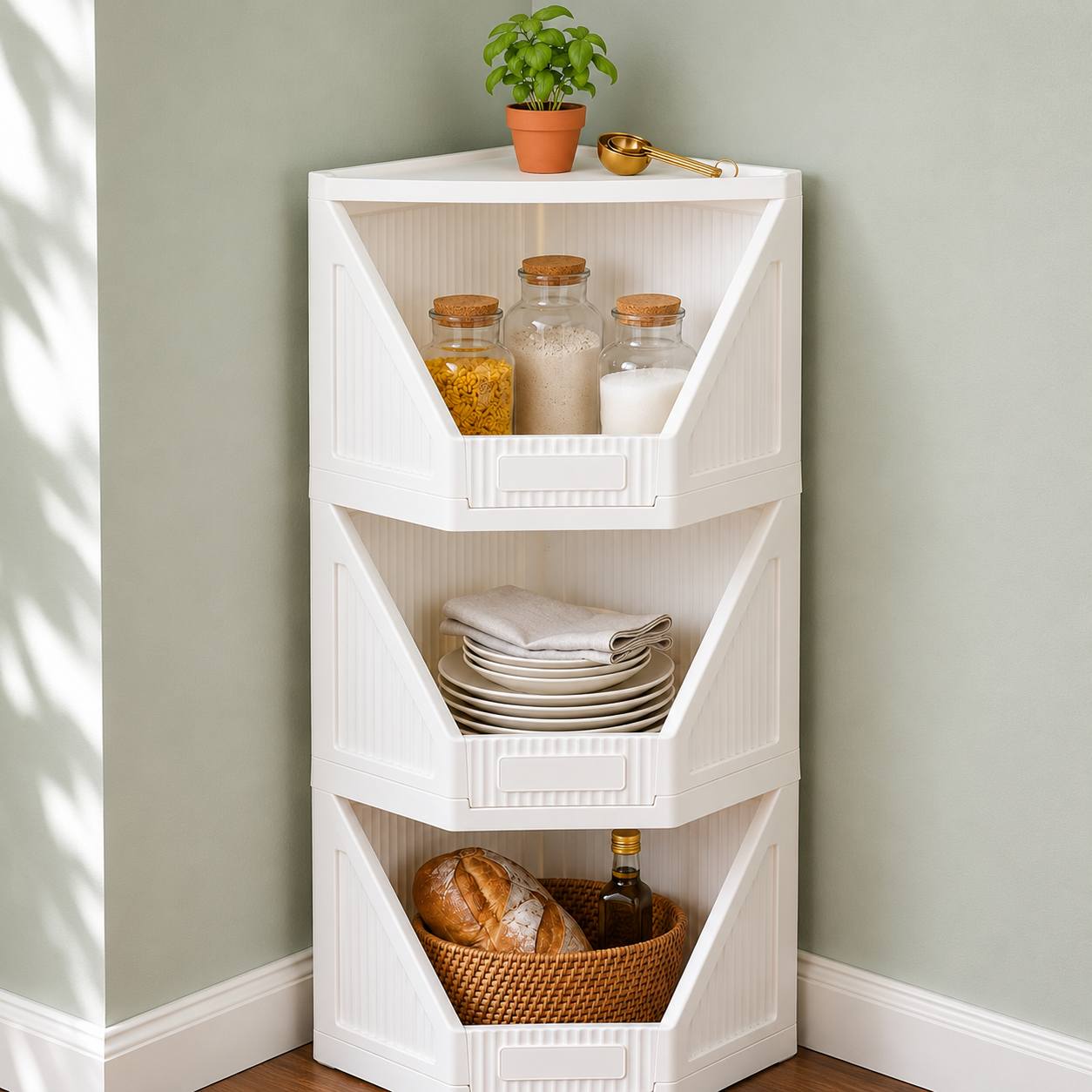 Corner Storage Cabinet Foldable Cupboard