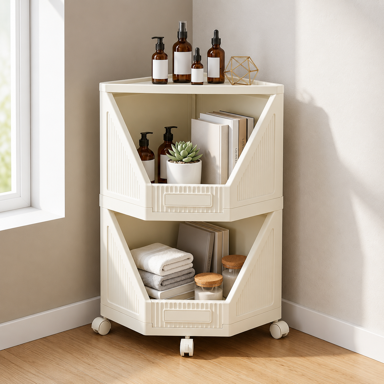 Corner Storage Cabinet Foldable Cupboard