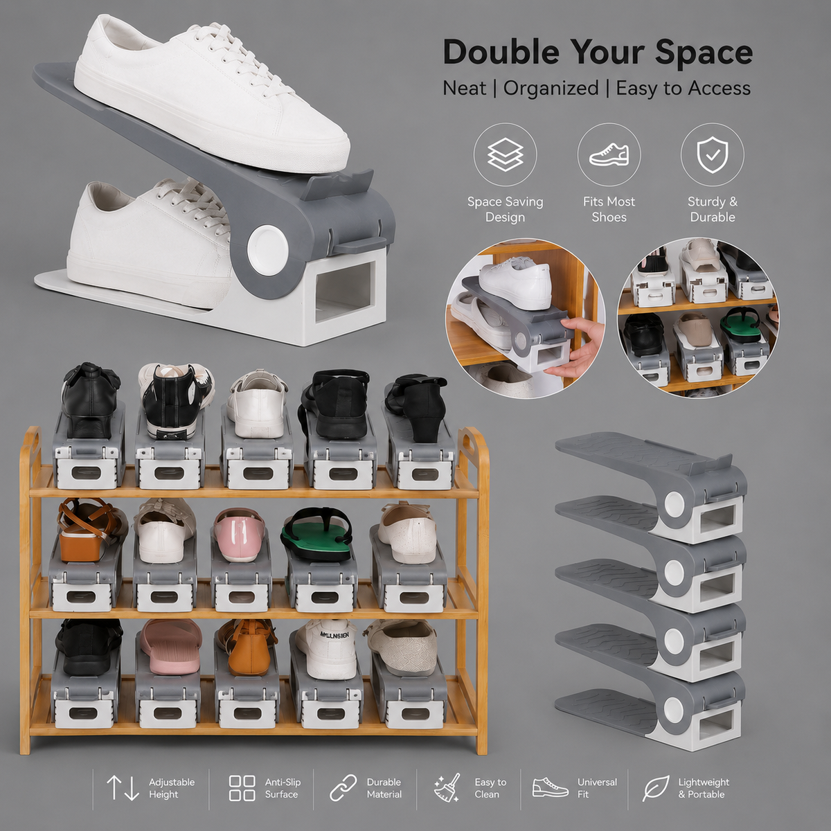 Adjustable Shoe Organizer™ (Pack of 4)