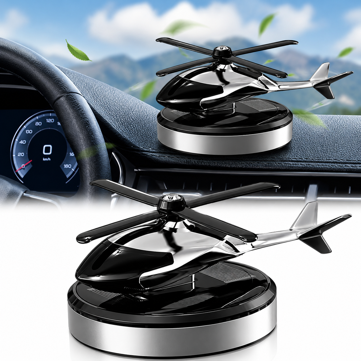 Solar-Powered Rotating Helicopter Car Air Freshener