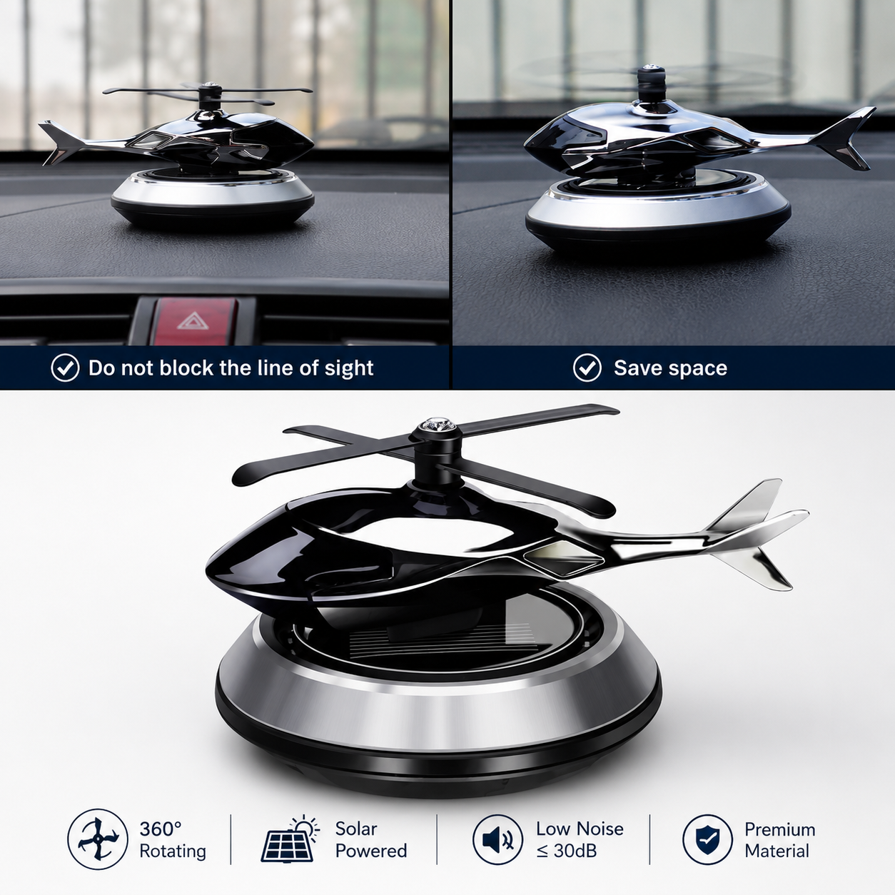 Solar-Powered Rotating Helicopter Car Air Freshener