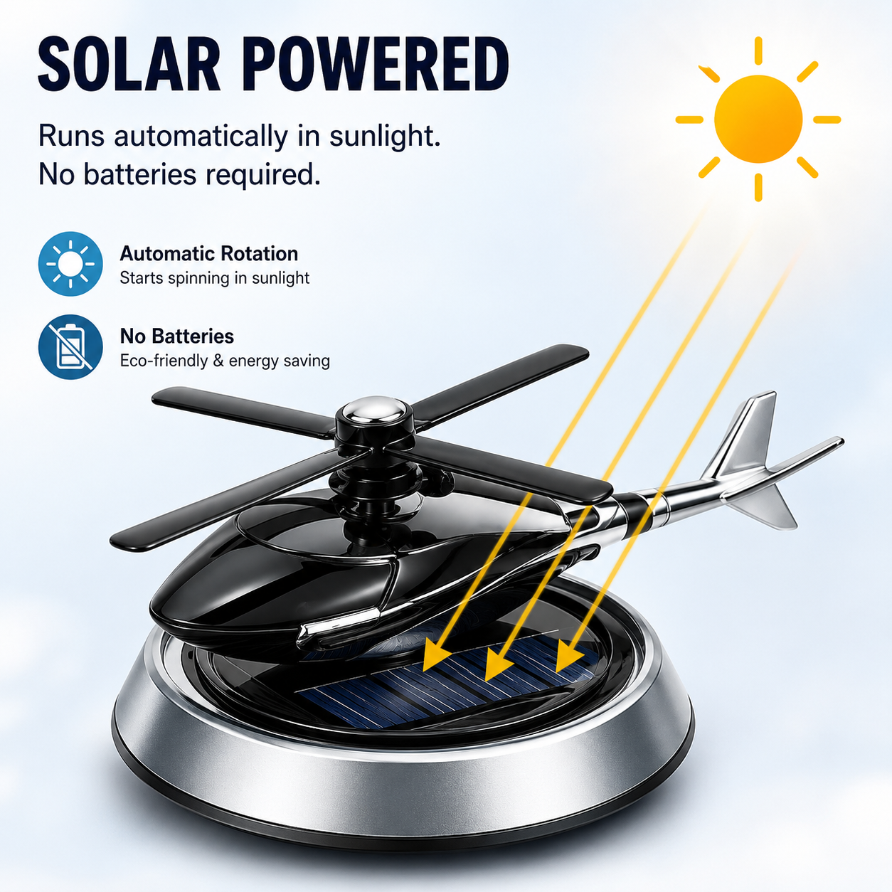 Solar-Powered Rotating Helicopter Car Air Freshener