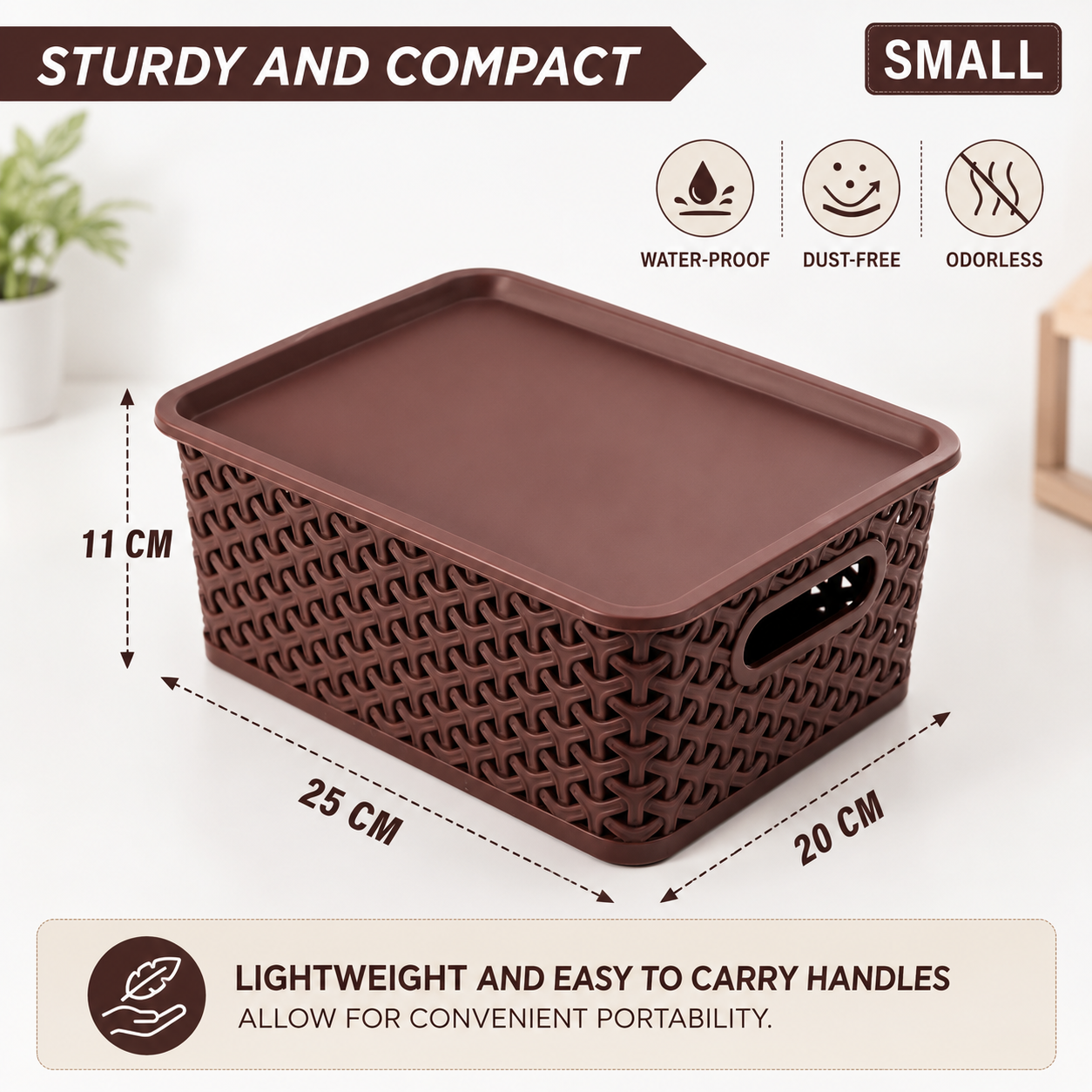 Multipurpose Storage Basket with Lid & Handles