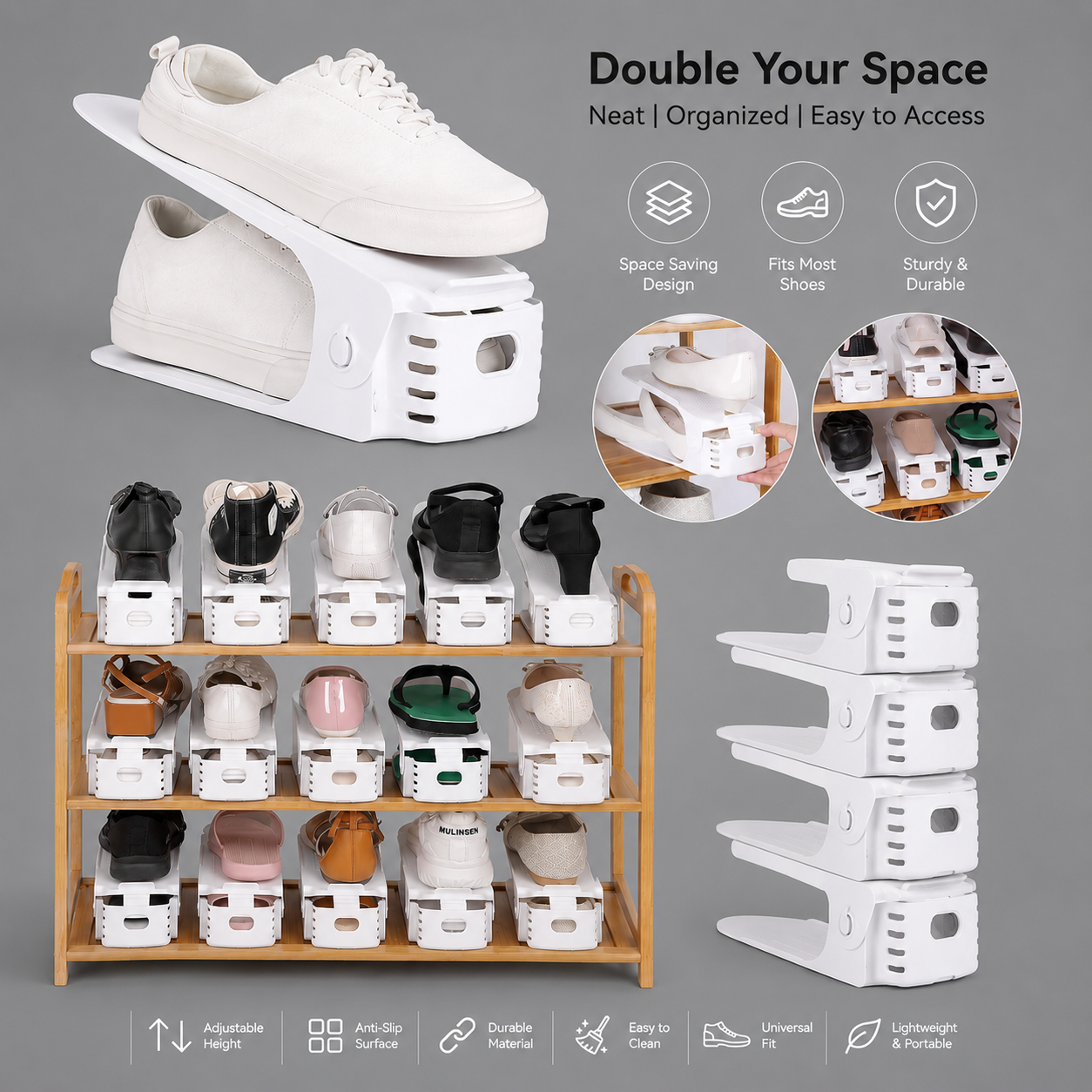 Adjustable Shoe Slot Organizer™ | (Pack of 5)