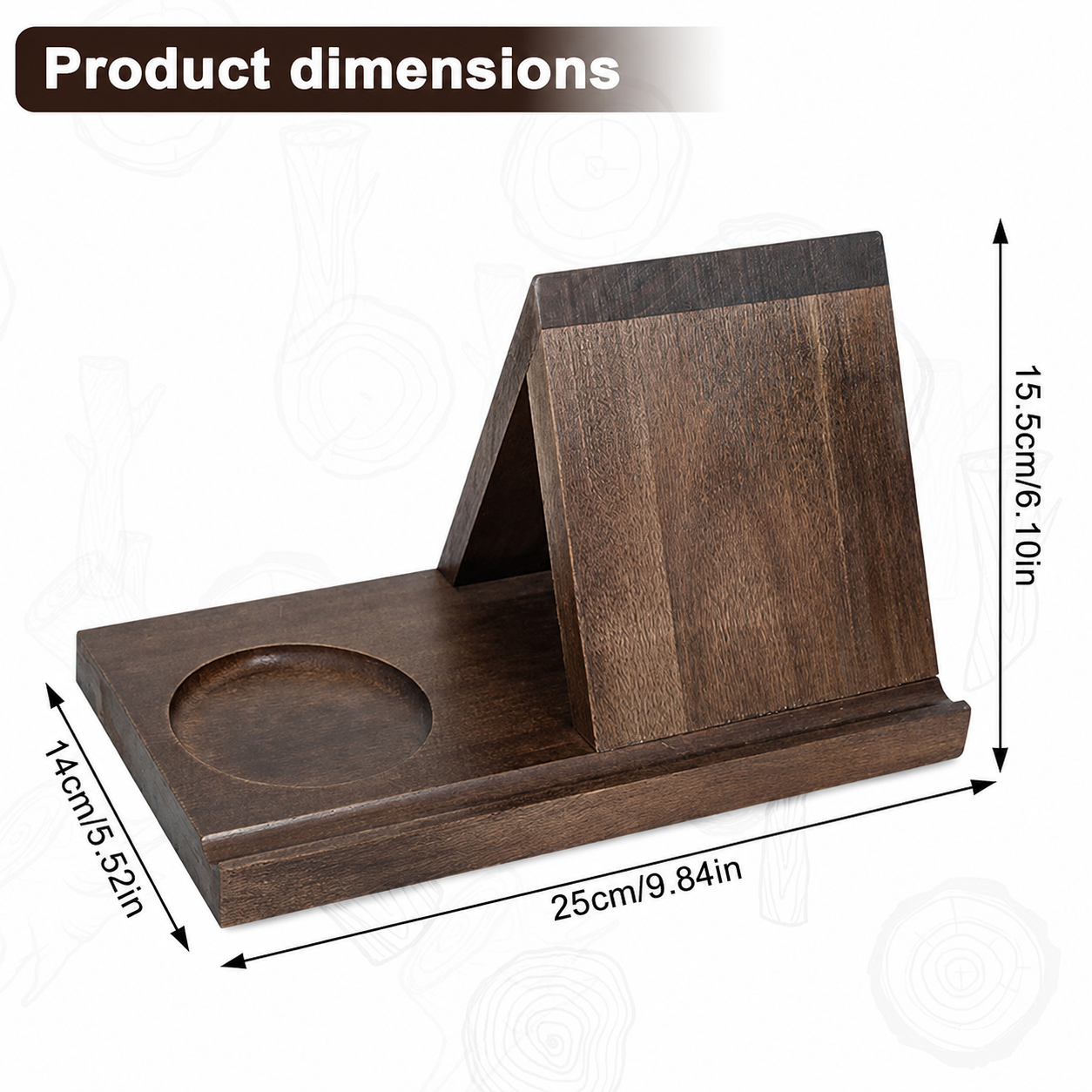 Wooden Book Stand with Cup Holder