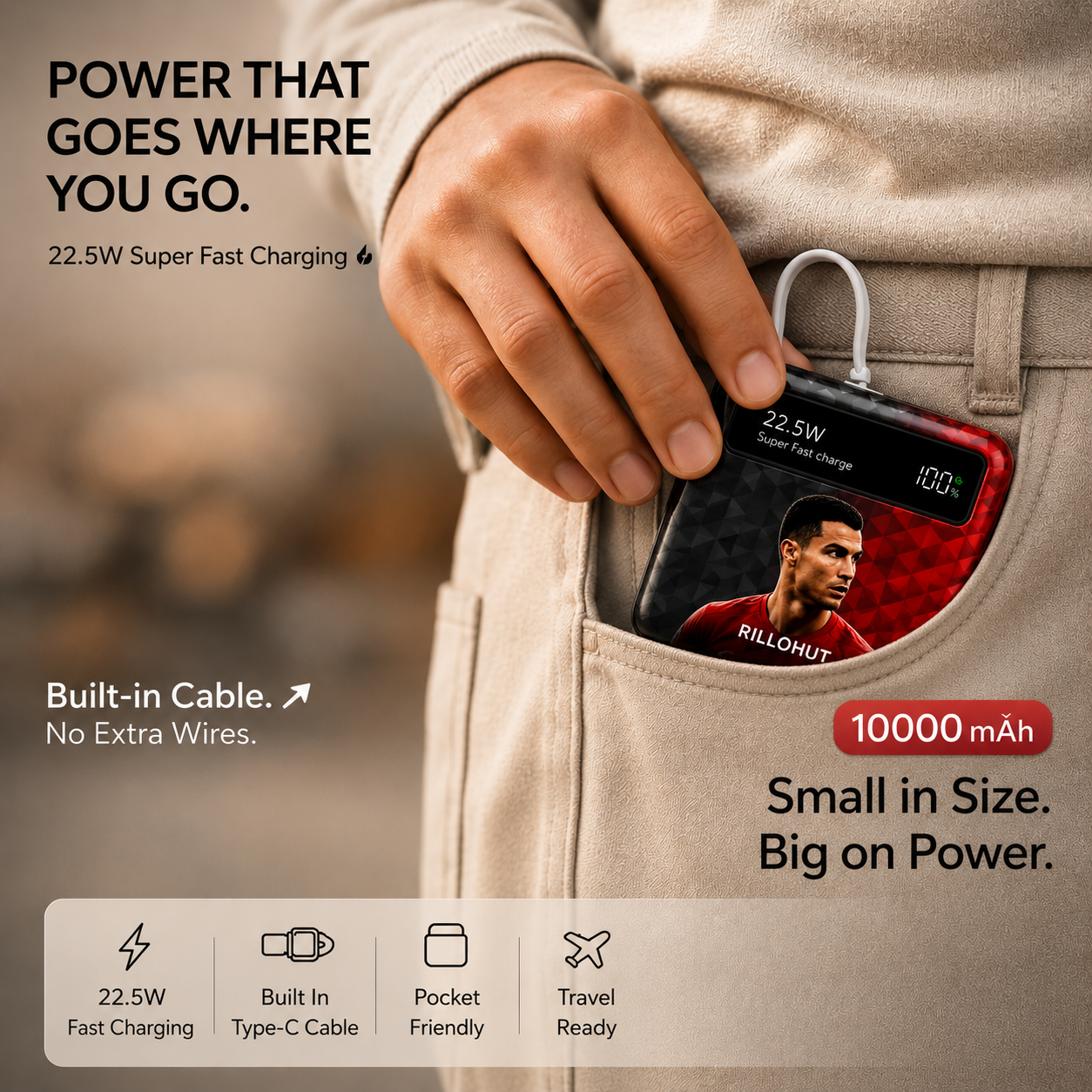 Ronaldo Skin™ 10000mAh Fast Charging Power Bank – Sports Edition