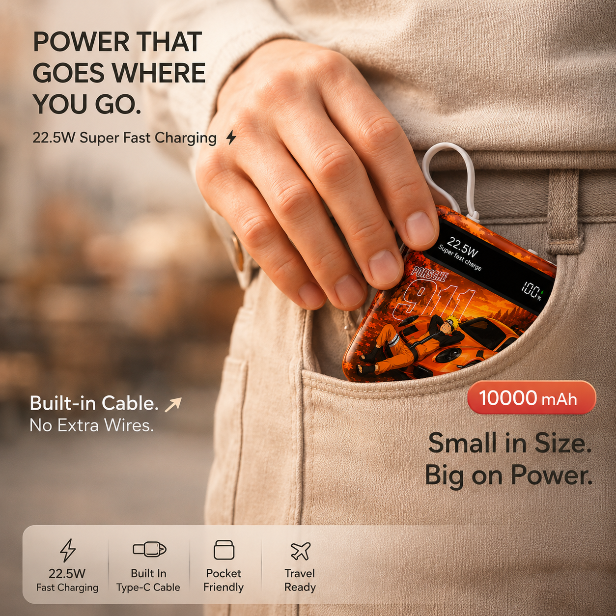 Porshe Skin™ 10000mAh Fast Charging Power Bank – Car Edition