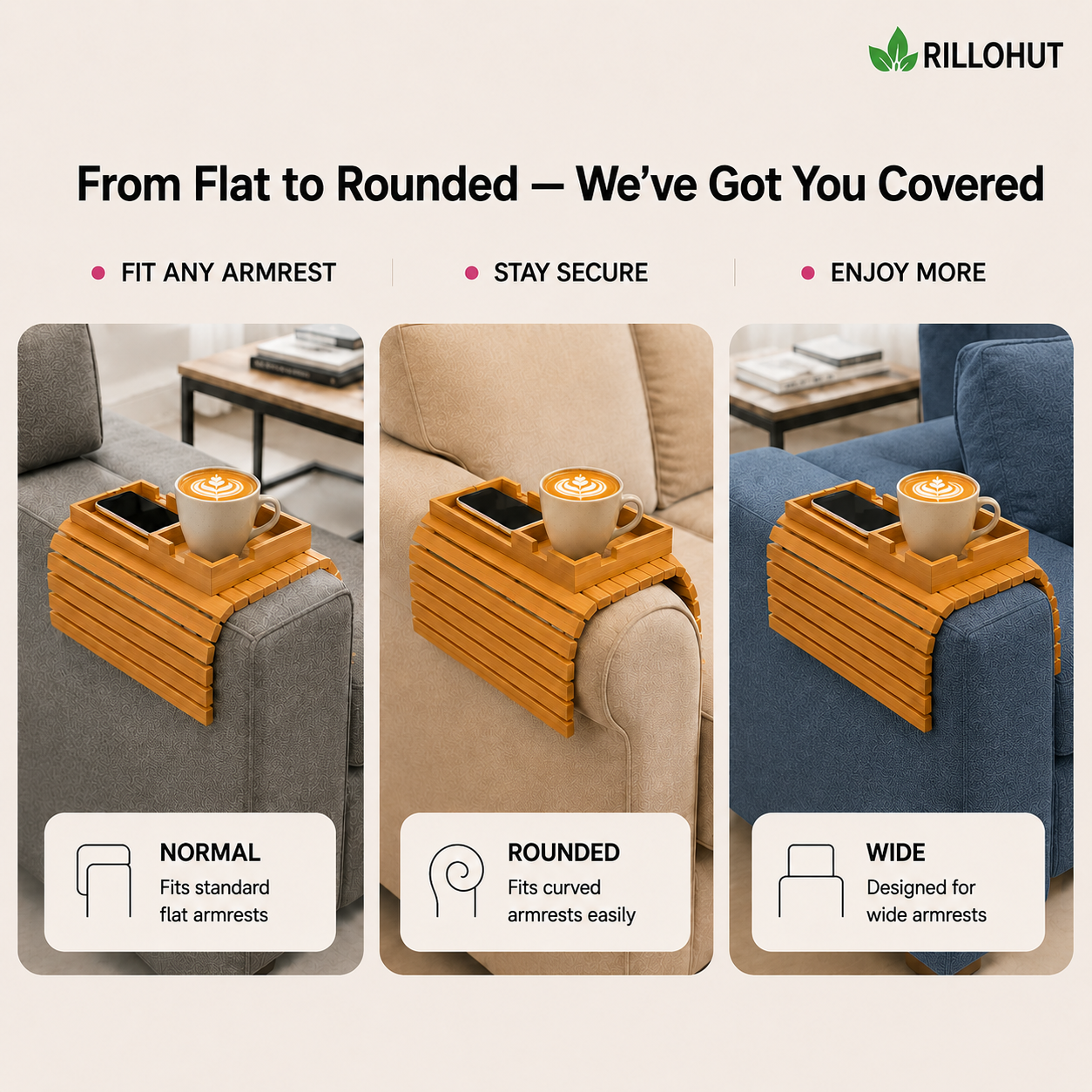 FlexiHome™ Foldable Couch Tray with Cup Holder