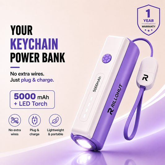 RILLOHUT™ Power Bank with LED Torch – 5000mAh (For Type-C phones)