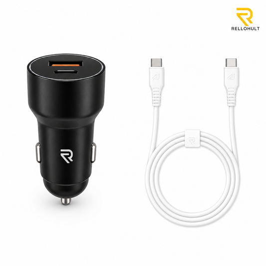 Duel Port Car Charger & Type C Cable Combo