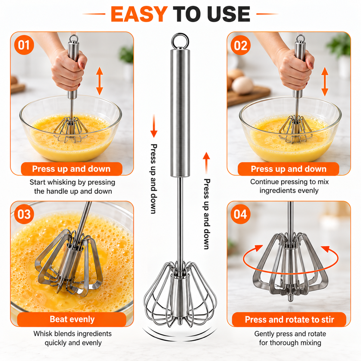 Stainless Steel Hand Mixer & Egg Beater