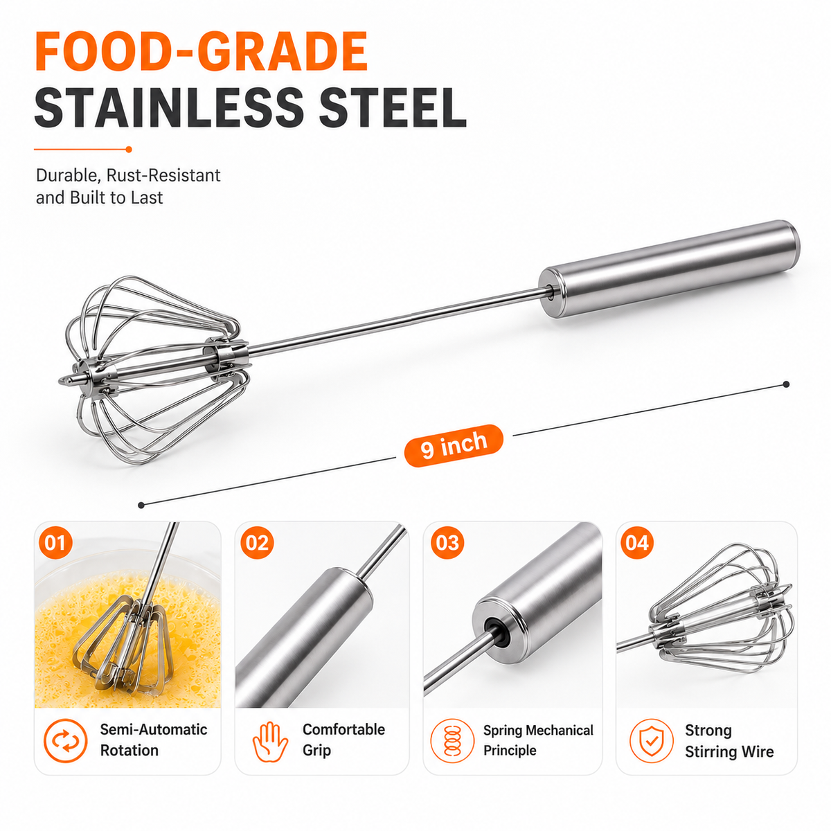 Stainless Steel Hand Mixer & Egg Beater
