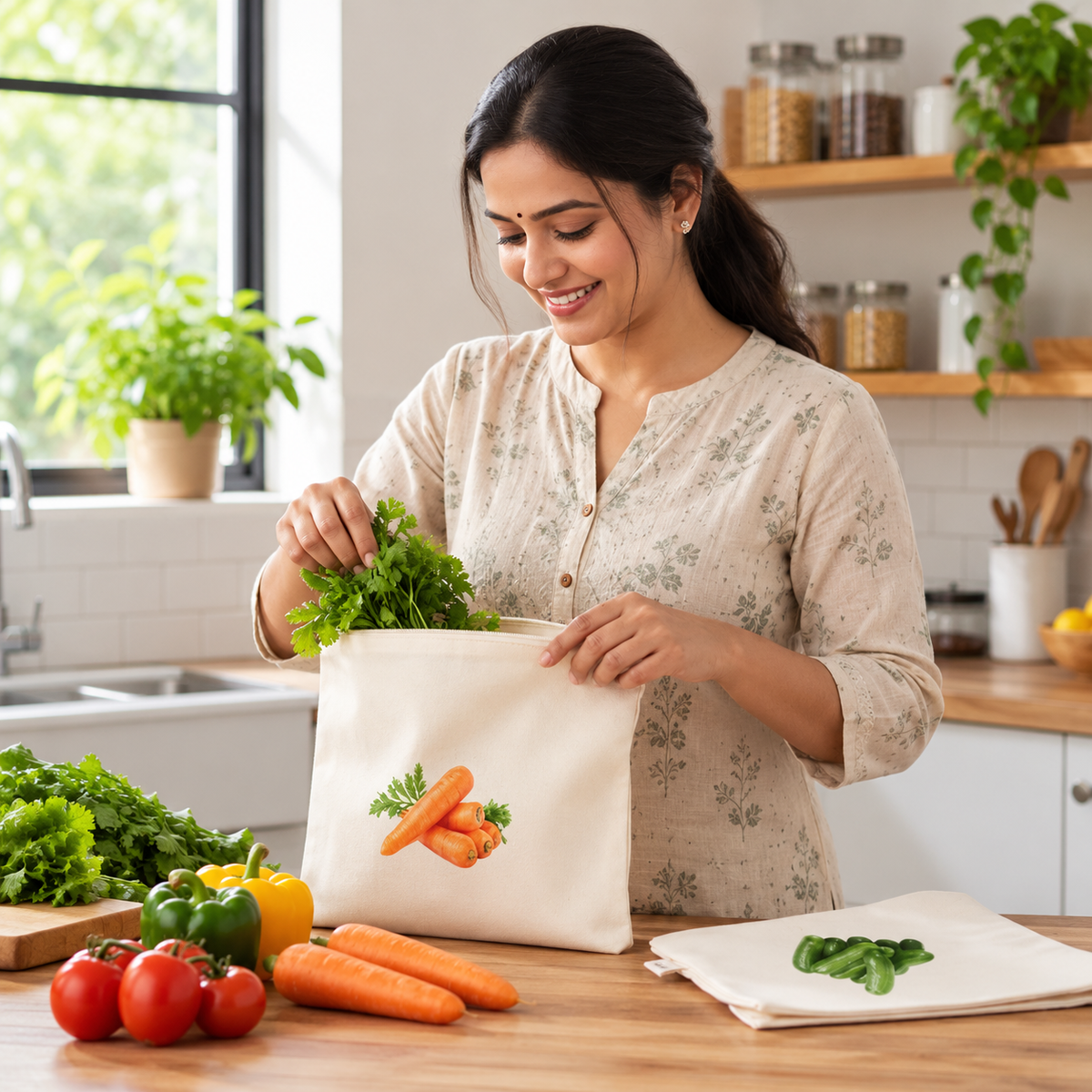Eco-Friendly Kitchen Vegetable Bag (Pack of 10)