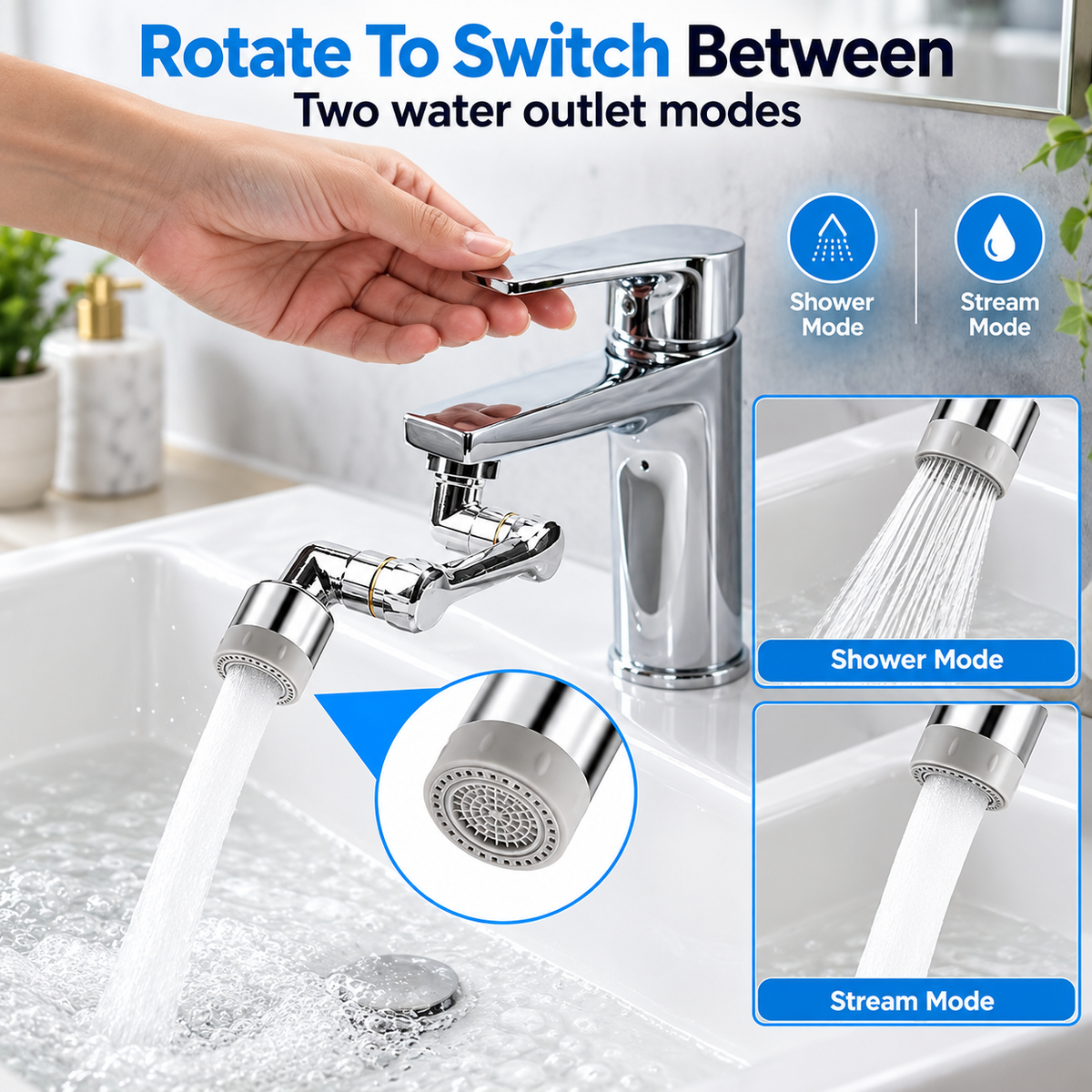 1080° Degree Stainless Steel Faucet Aerator