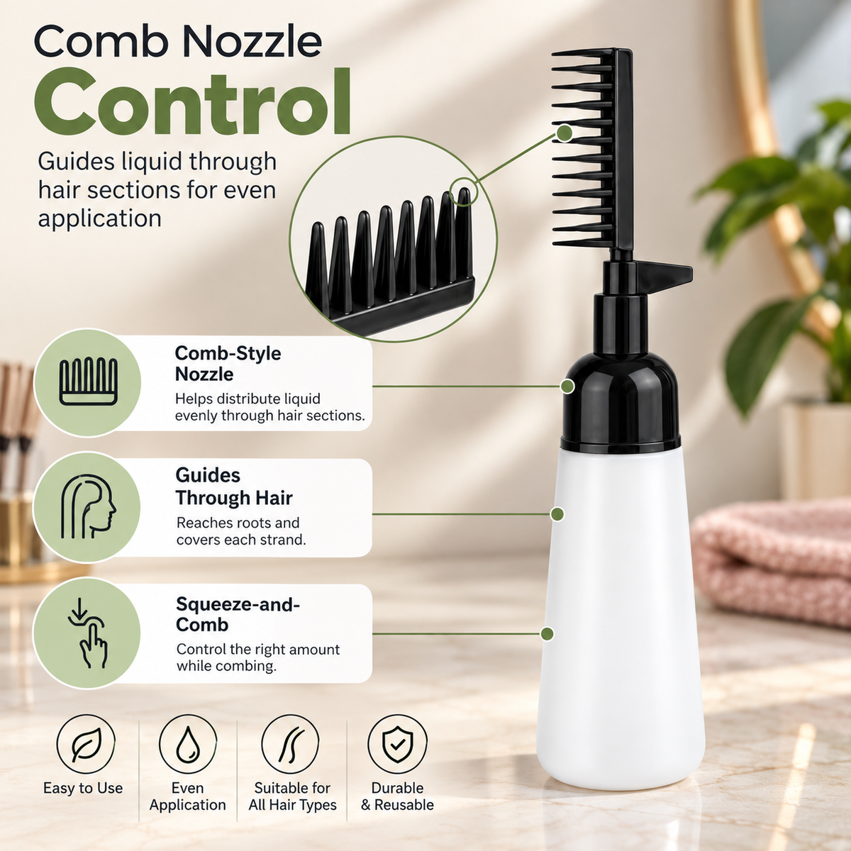 Dye Applicator Bottle with Comb