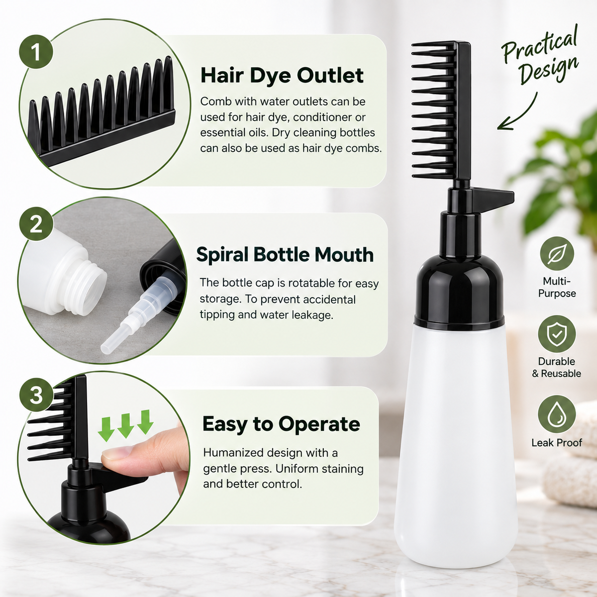 Dye Applicator Bottle with Comb