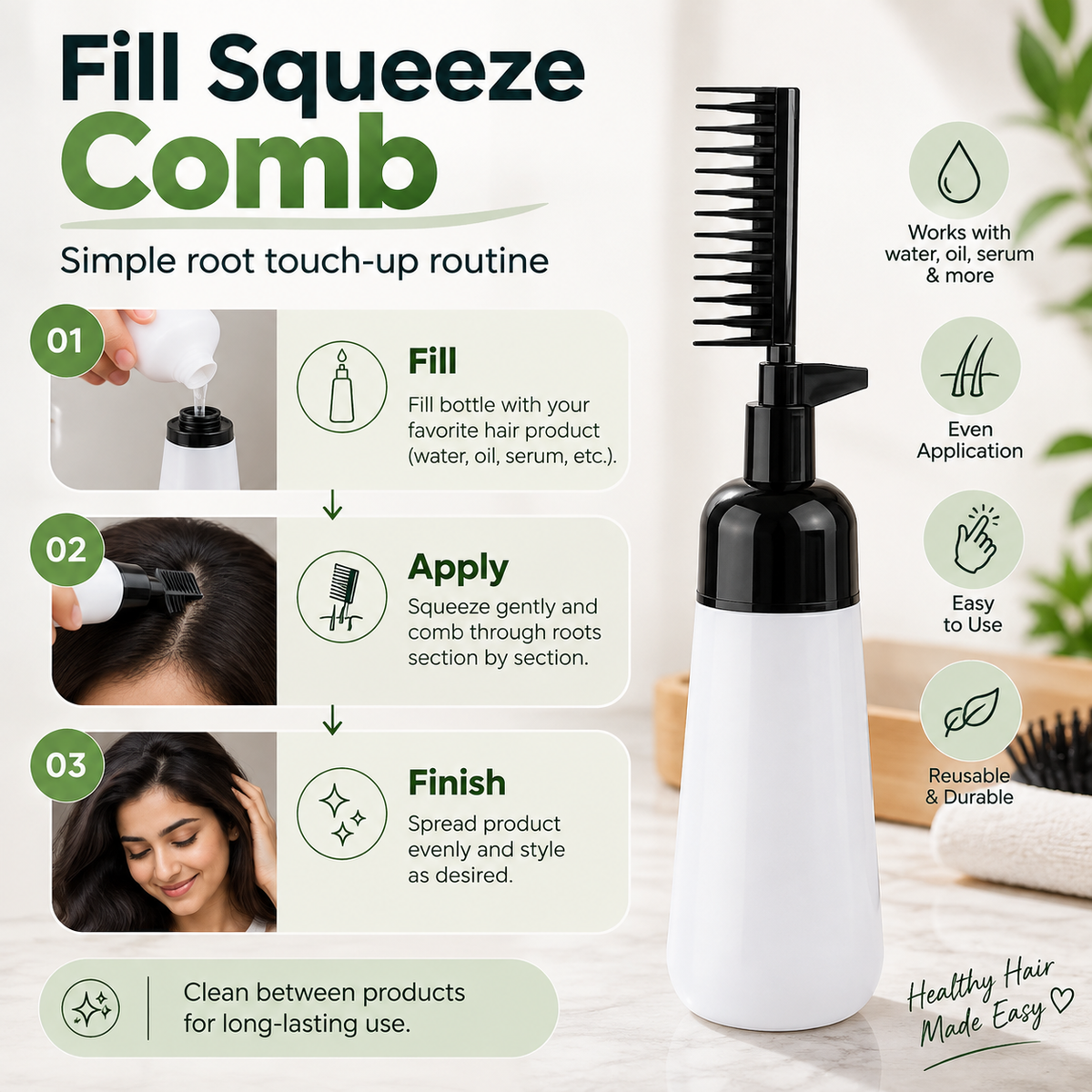 Dye Applicator Bottle with Comb