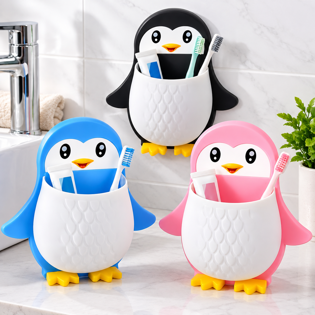 Penguin Wall-Mounted Toothpaste Holder