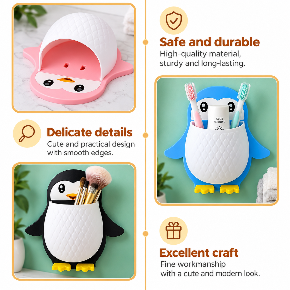 Penguin Wall-Mounted Toothpaste Holder