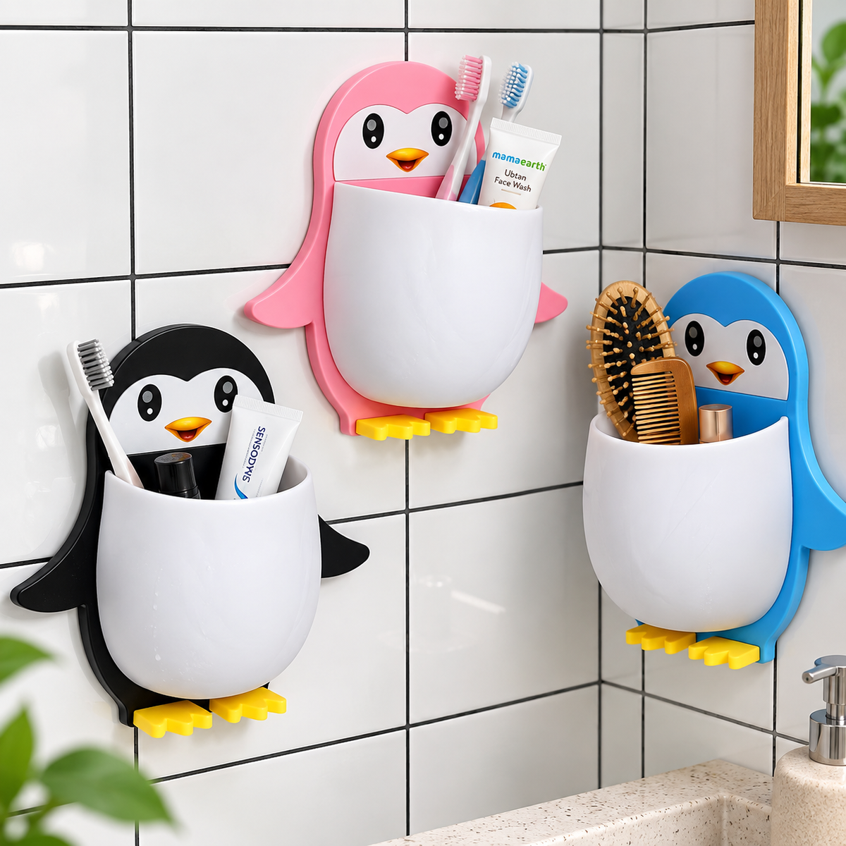 Penguin Wall-Mounted Toothpaste Holder
