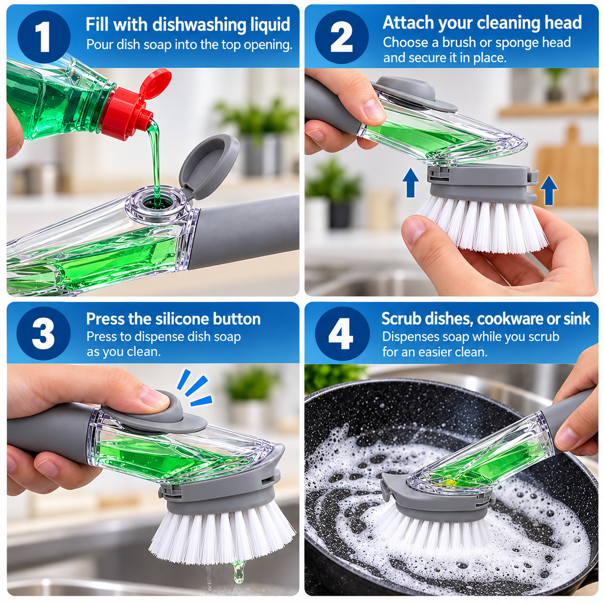 All in one Cleaning Brush with Detergent Dispenser