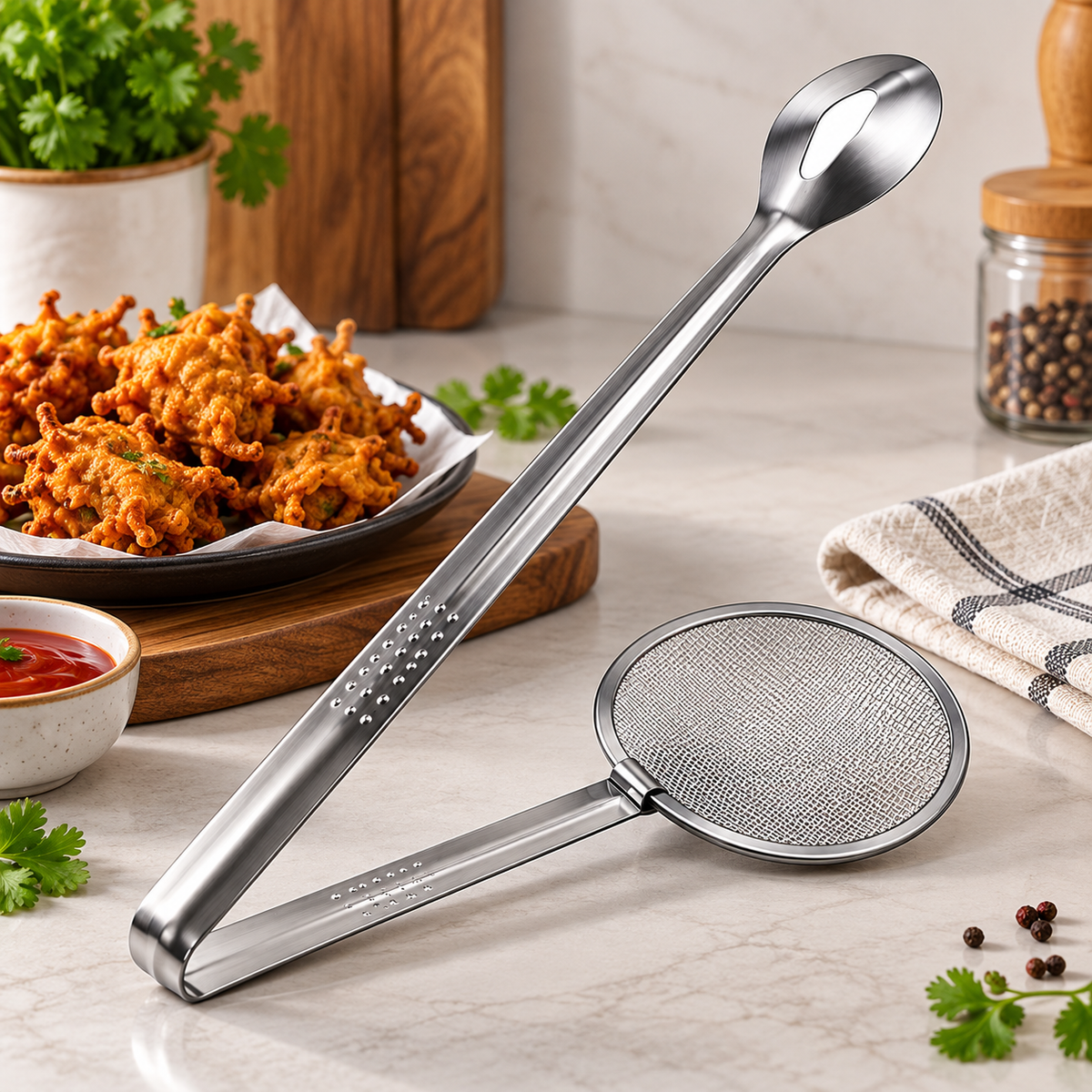 Multi-functional 2-in-1 fry tool