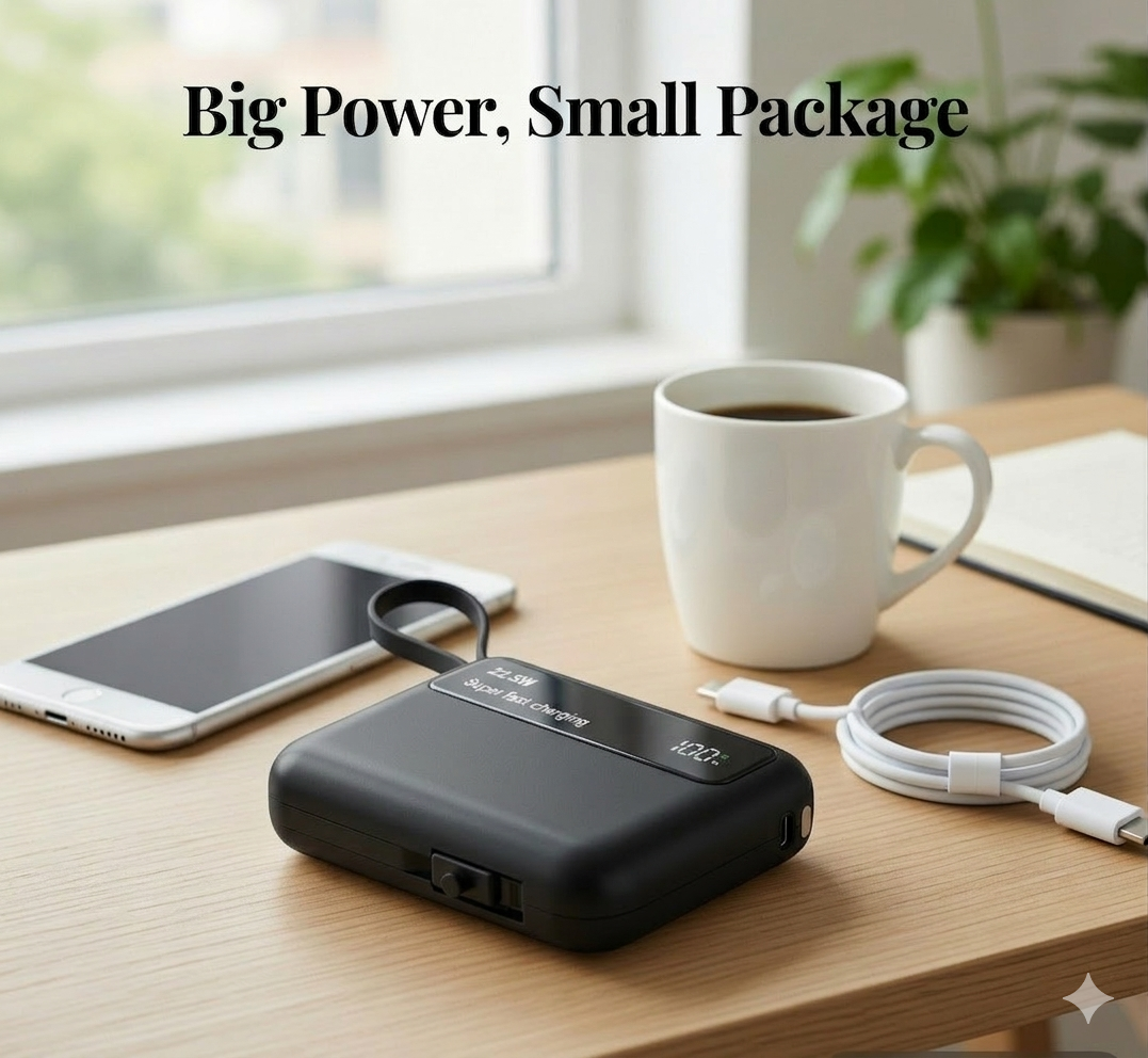 RILLOHUT 10000mAh Power Bank | 22.5W Fast Charge | Built-in Cable